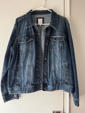 Lauren Conrad LC Dark Wash Semi Distressed Denim Jacket XXL Plus $59